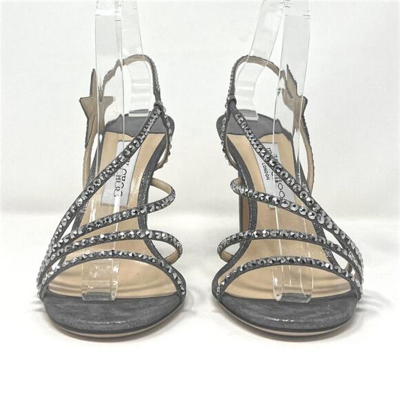 Jimmy Choo Lynn Star Crystal Embellished Suede Sandals Size EU 39 - Picture 4 of 12